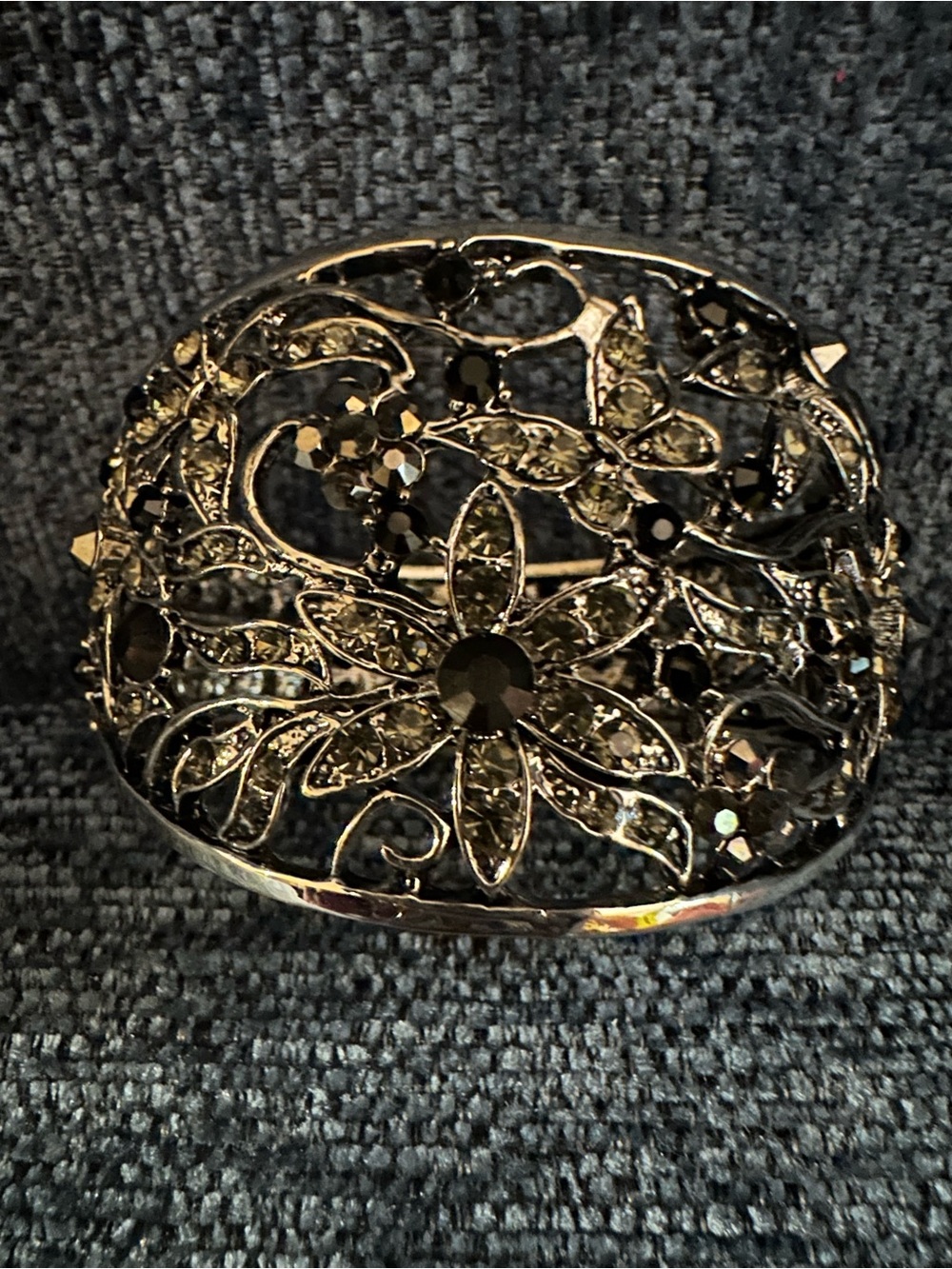 Cookie Lee Vintage-Inspired Black Floral Filigree Cuff with Butterfly accent